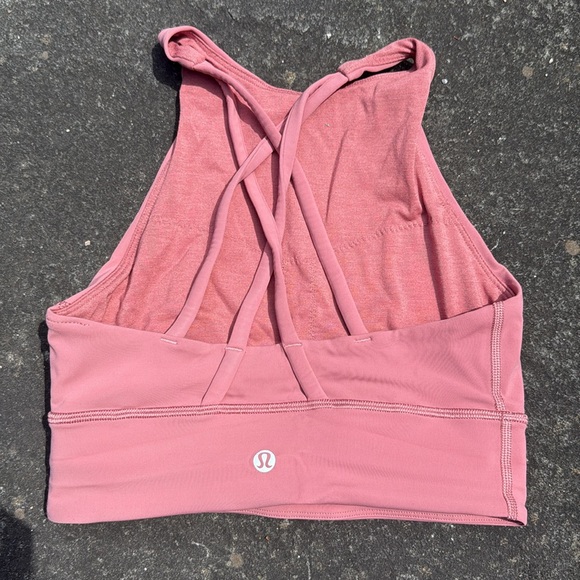 Lululemon Sports Energy Bra Top, High-neck Longline, Dusty Rose, Size 4. - Picture 3 of 4